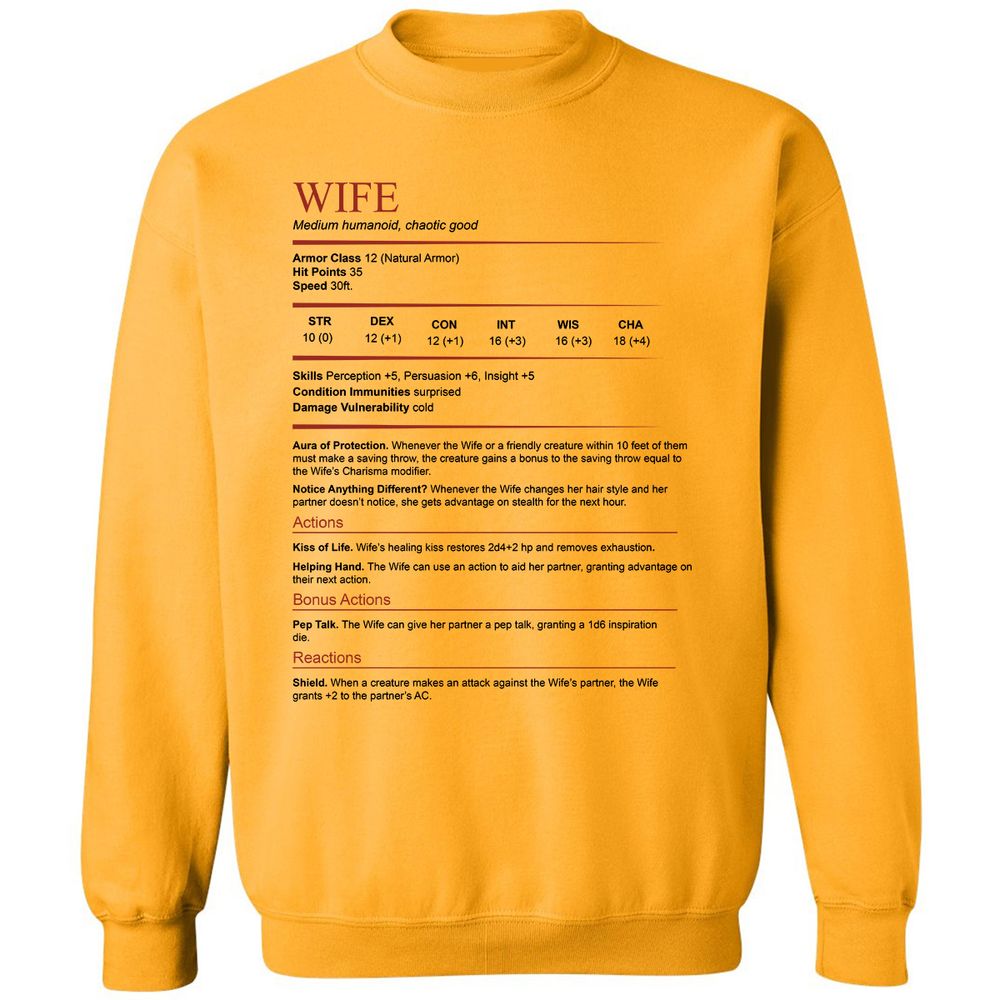 Wife White Classic Unisex Sweatshirt - Gold - 11