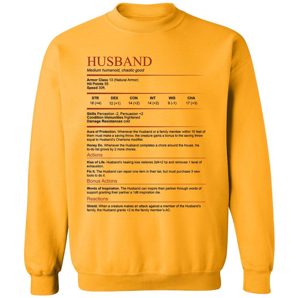 Husband White Classic Unisex Sweatshirt - Gold - 11