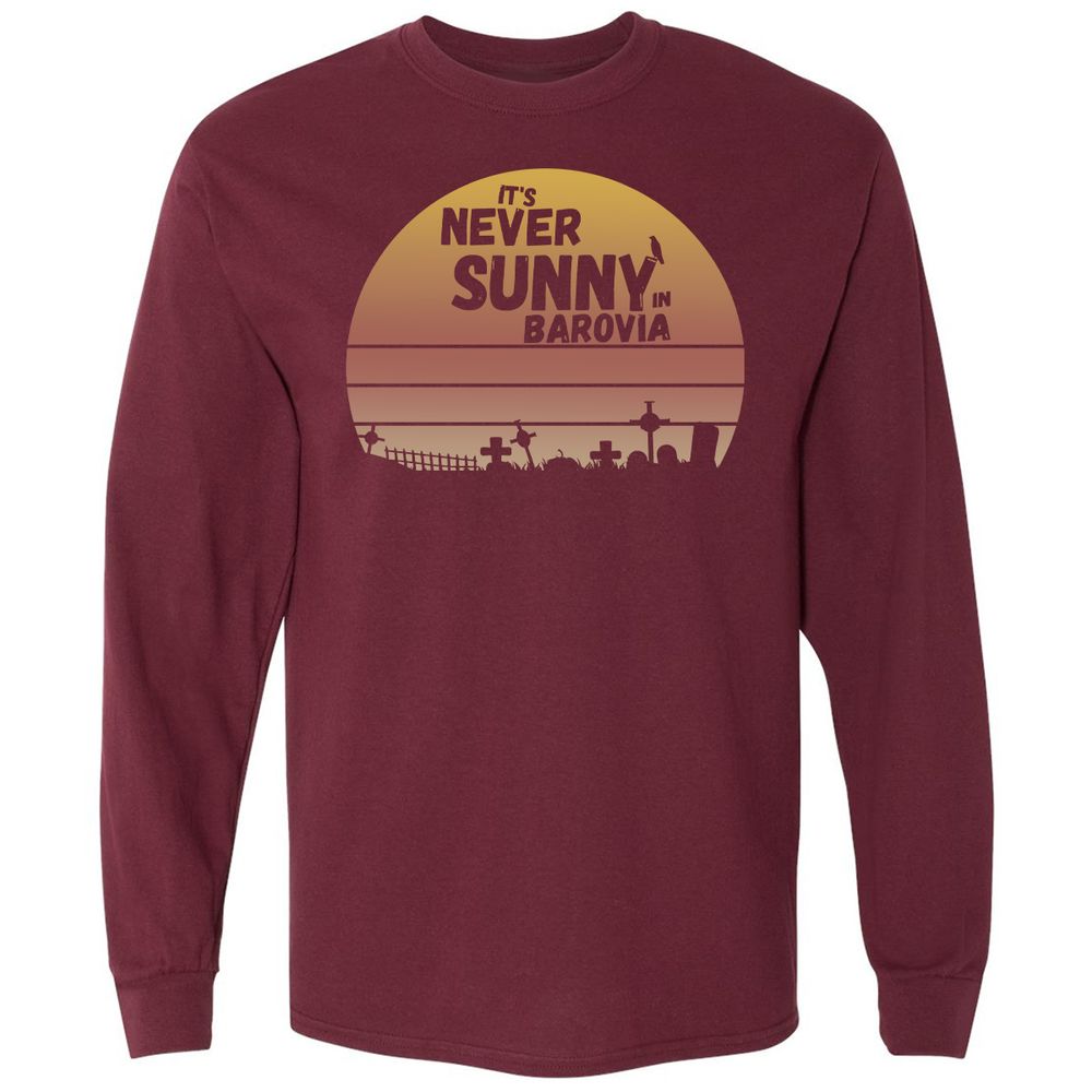 Vintage It's Never Sunny In Barovia Long Sleeve T-Shirt - Maroon - 11