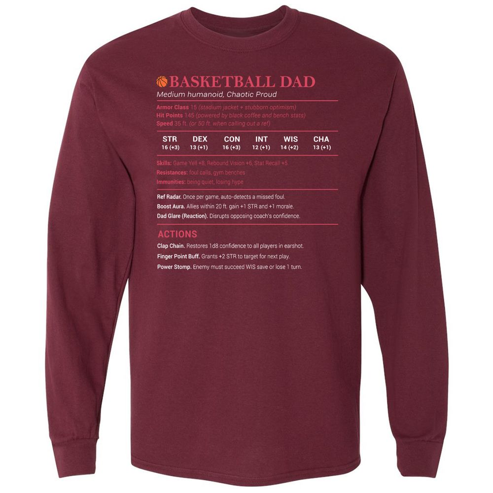 Basketball Dad Long Sleeve T-Shirt - Maroon - 11