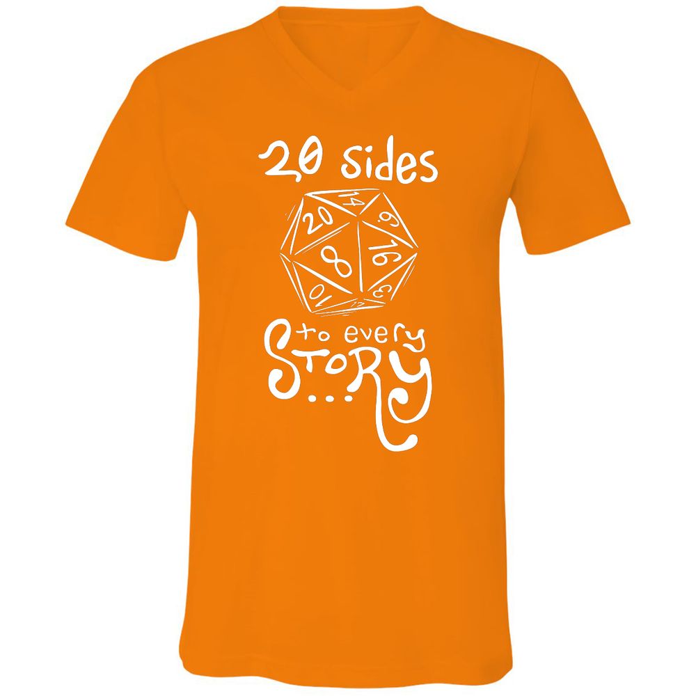 20 Sides to Every Story Unisex V-Neck T-Shirt - Orange - 11
