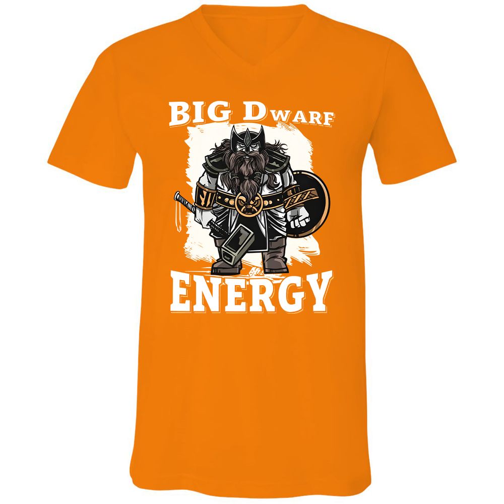 Big Dwarf Energy Unisex V-Neck T-Shirt - Orange - 11