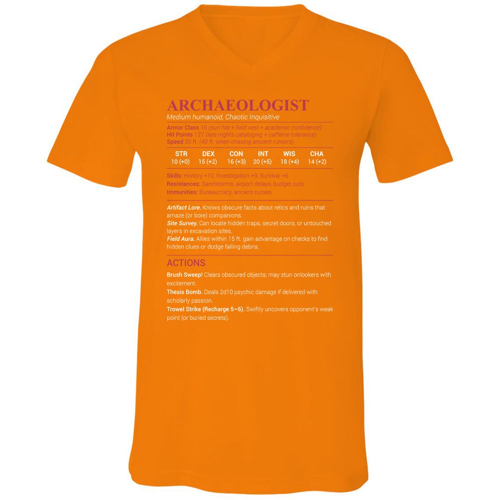 ARCHAEOLOGIST Unisex V-Neck T-Shirt - Orange - 11