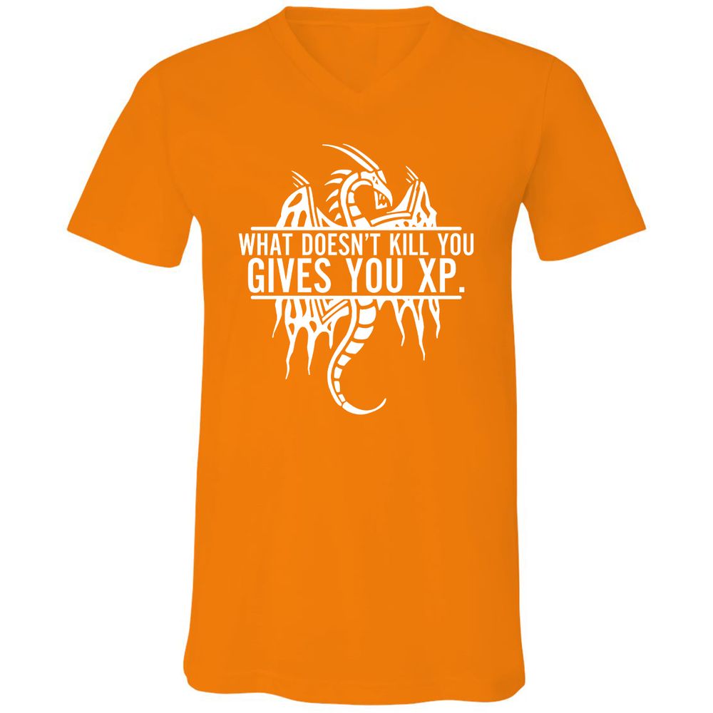 What Doesn't Kill You Unisex V-Neck T-Shirt - Orange - 11