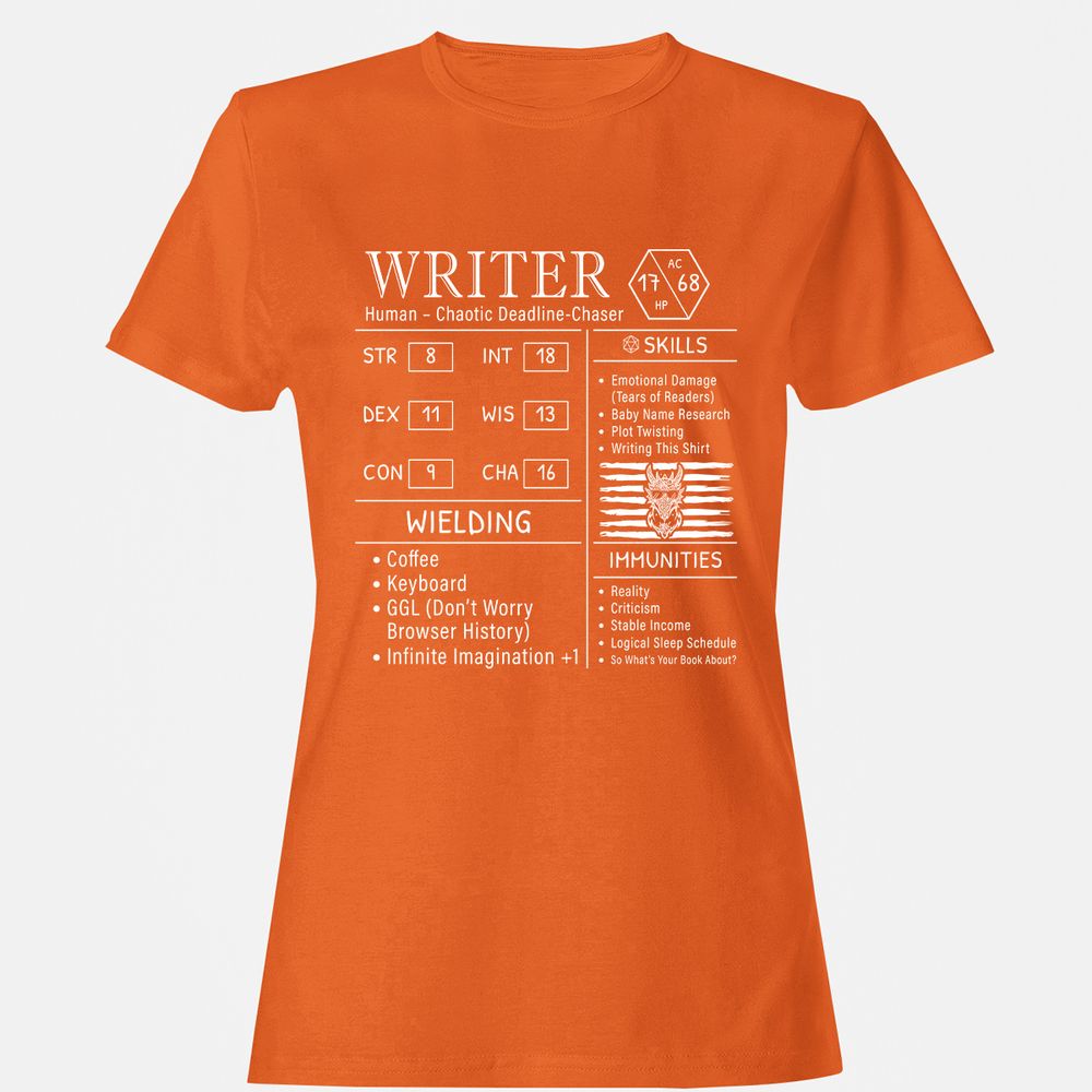 Writer Stats New Women's T-Shirt - Orange - 11
