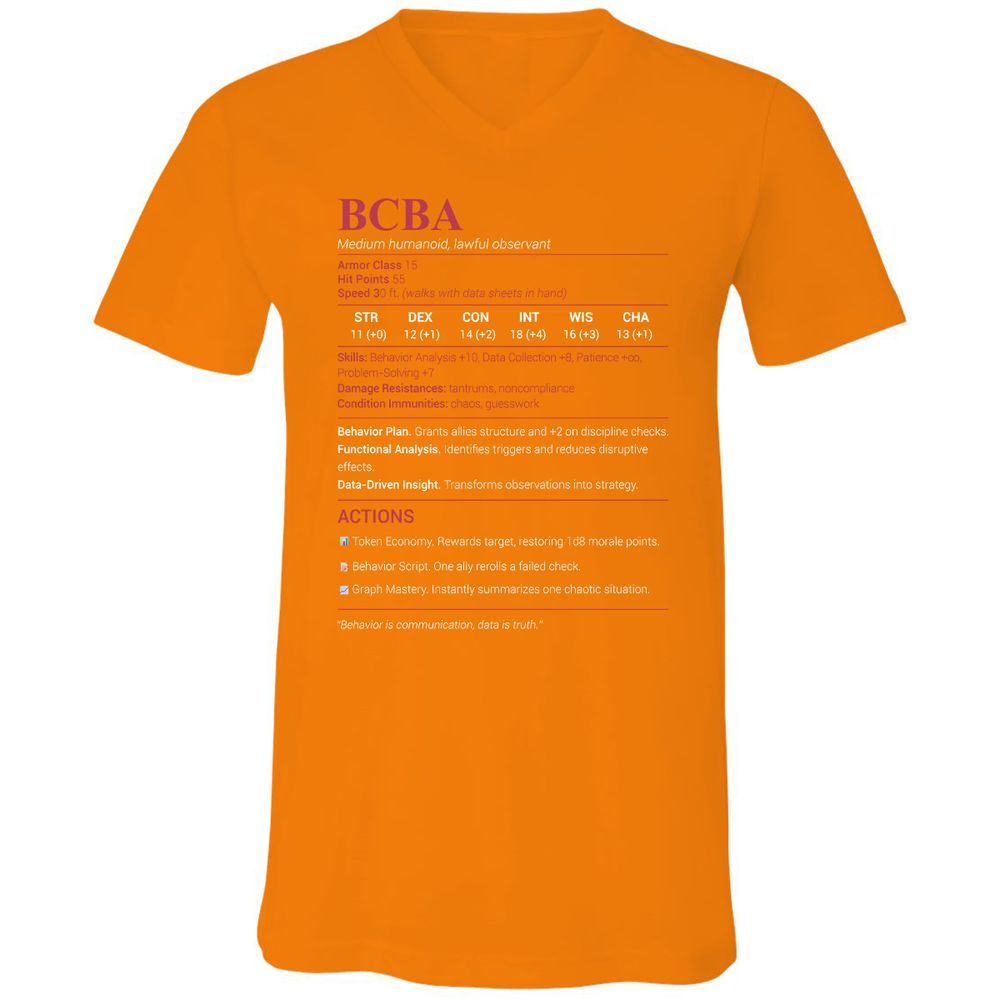BCBA Unisex V-Neck T-Shirt - Orange - 11