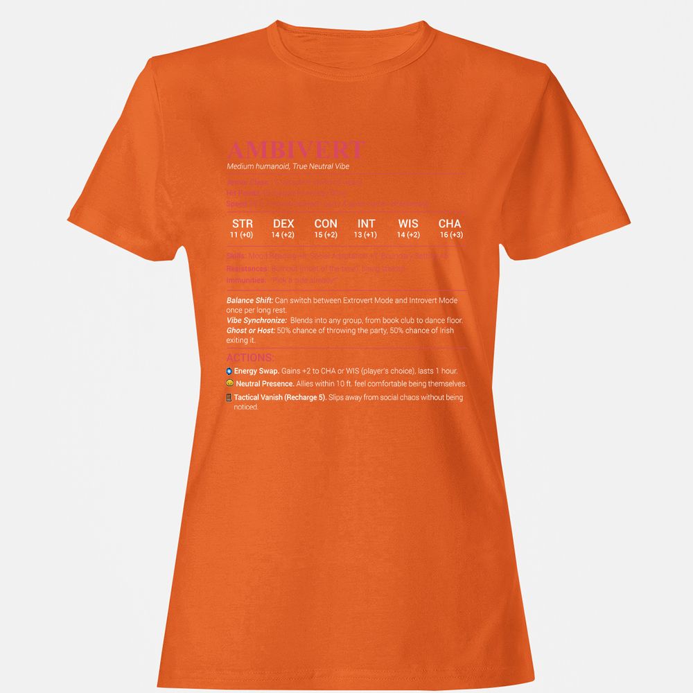 Ambivert Stats Women's T-Shirt - Orange - 11