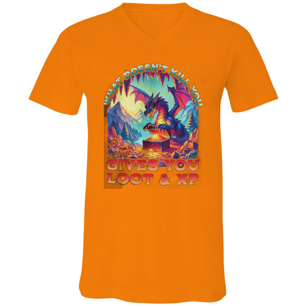 What Doesn't Kill You Give You Loot & XP Unisex V-Neck T-Shirt - Orange - 11