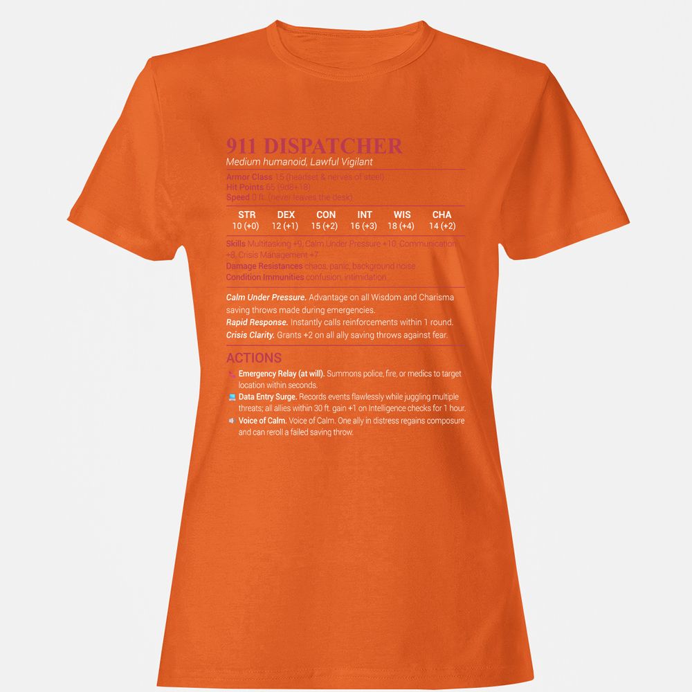 911 Dispatcher Women's T-Shirt - Orange - 11