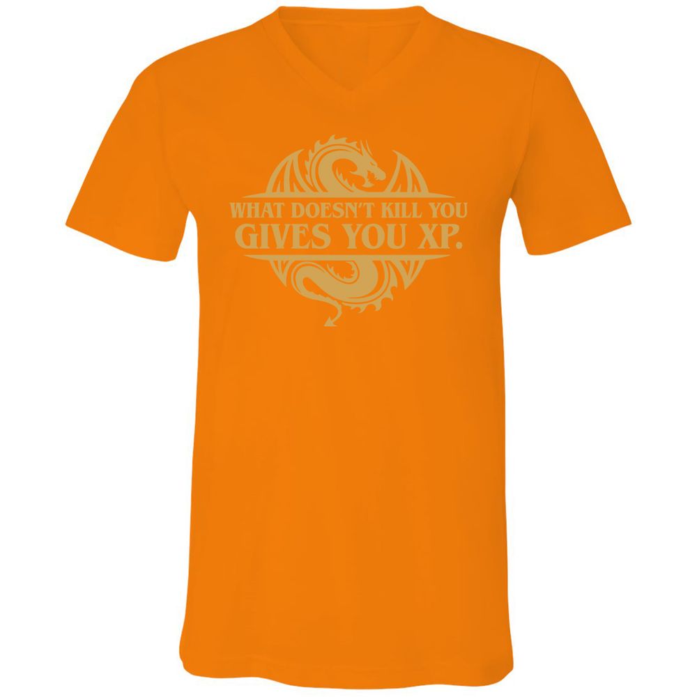 What Doesn't Kill You Gives You XP Unisex V-Neck T-Shirt - Orange - 11