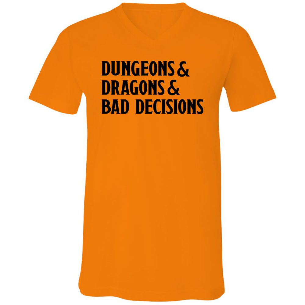 Bad Decisions Unisex V-Neck T-Shirt - Orange - 11