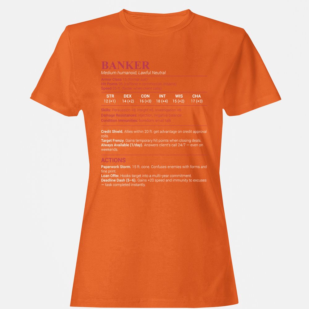 Banker Stats Women's T-Shirt - Orange - 11
