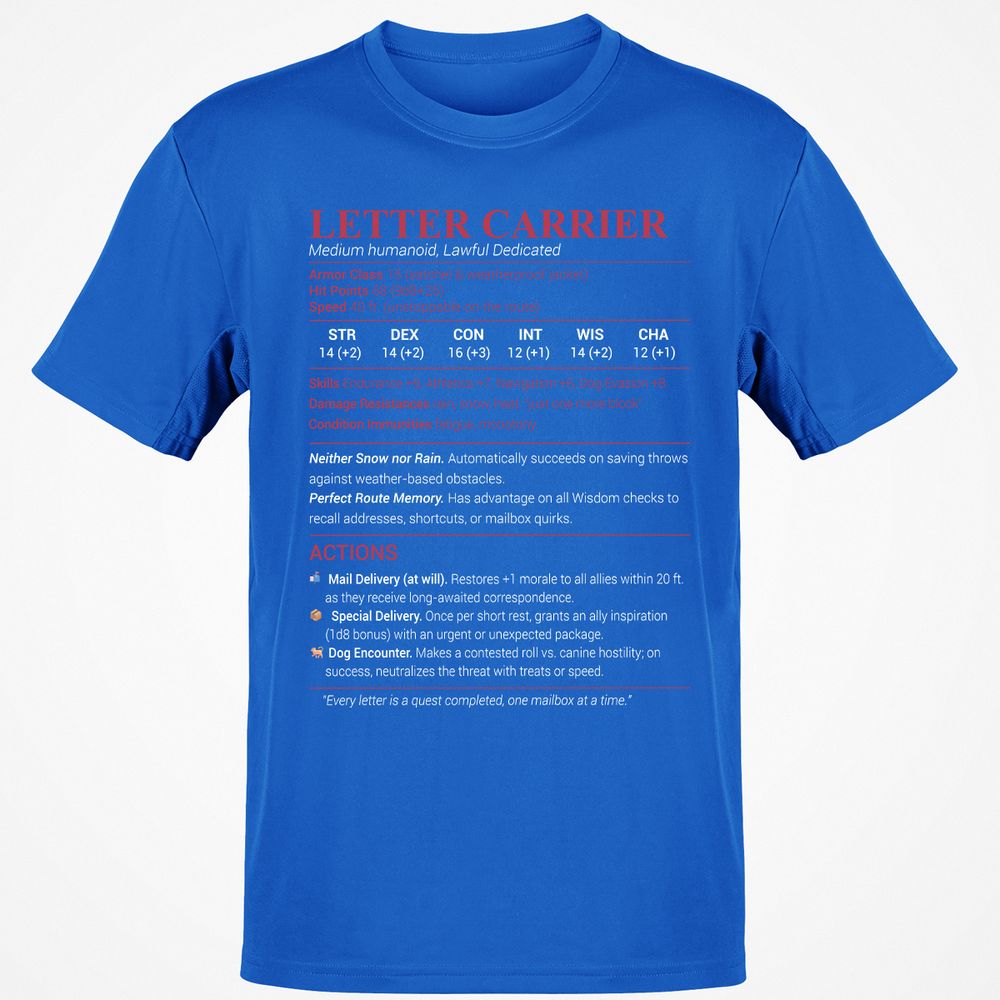 Letter Carrier Classic Unisex T-Shirt - Royal - 11