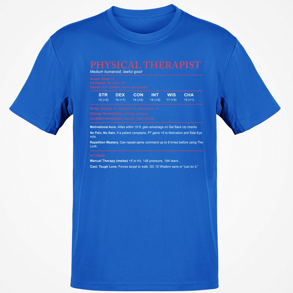 Physical Therapist Stats Classic Unisex T-Shirt - Royal - 11