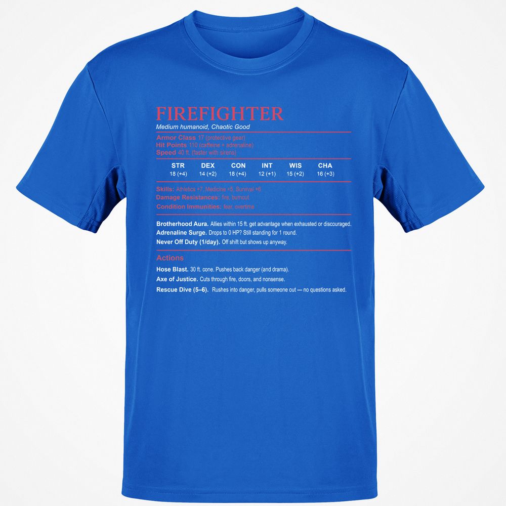 Firefighter Stats Classic Unisex T-Shirt - Royal - 11