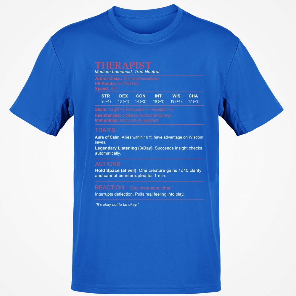 Therapist Stats Classic Unisex T-Shirt - Royal - 11