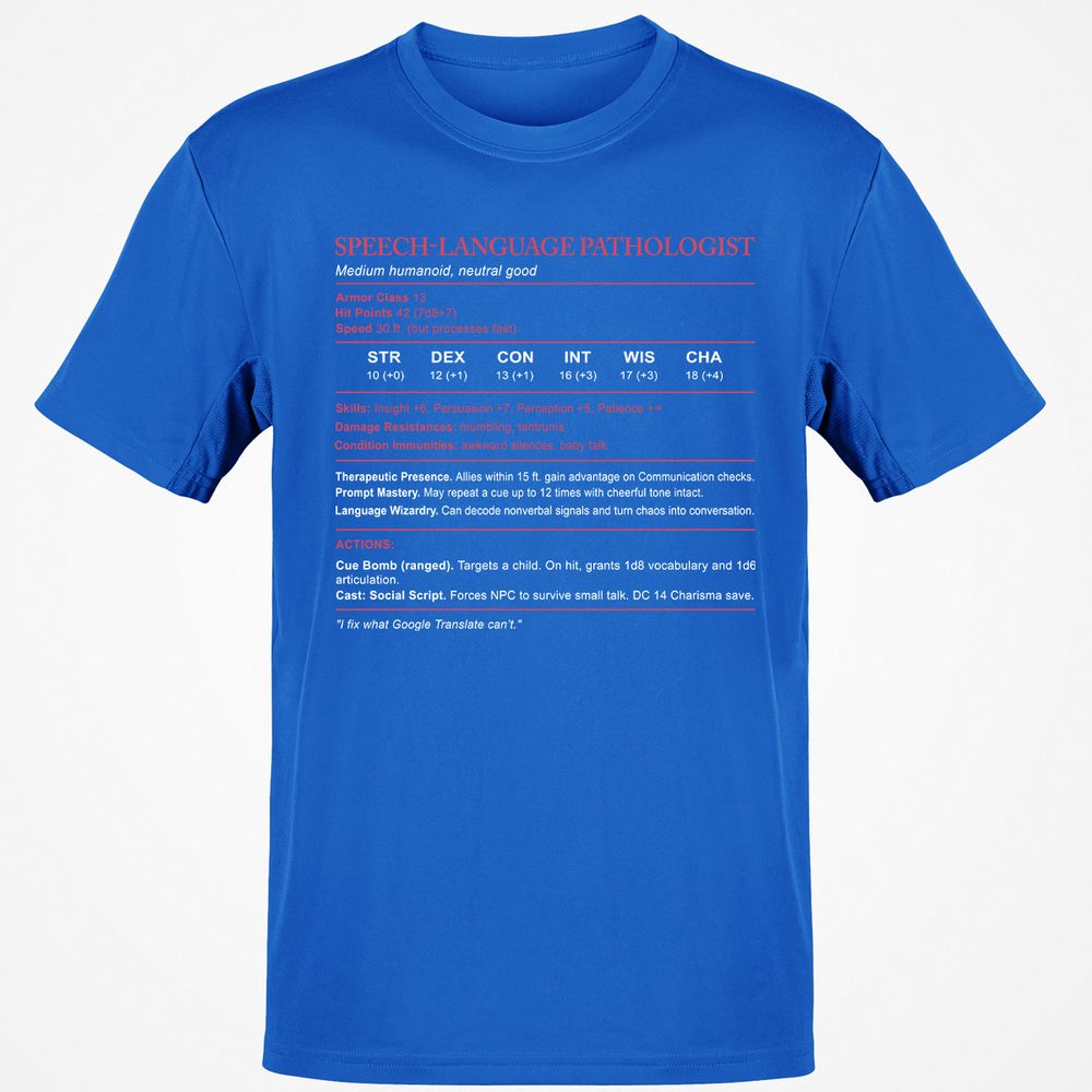 Speech Language Pathologist Stats Classic Unisex T-Shirt - Royal - 11
