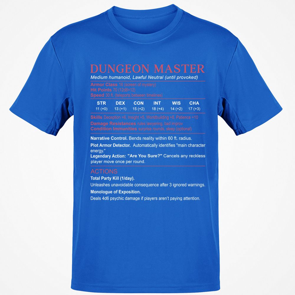 Dungeon Master Stats Classic Unisex T-Shirt - Royal - 11