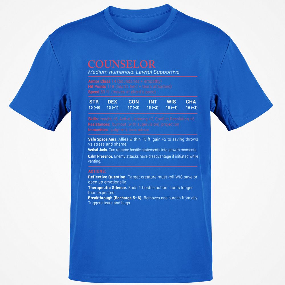 Counselor Stats Classic Unisex T-Shirt - Royal - 11