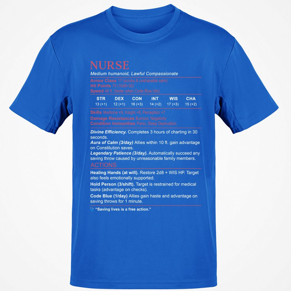 Nurse Stats 3 Classic Unisex T-Shirt - Royal - 11