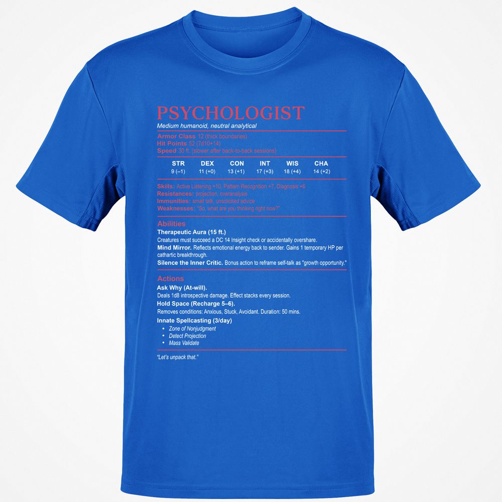 Psychologist Stats Classic Unisex T-Shirt - Royal - 11