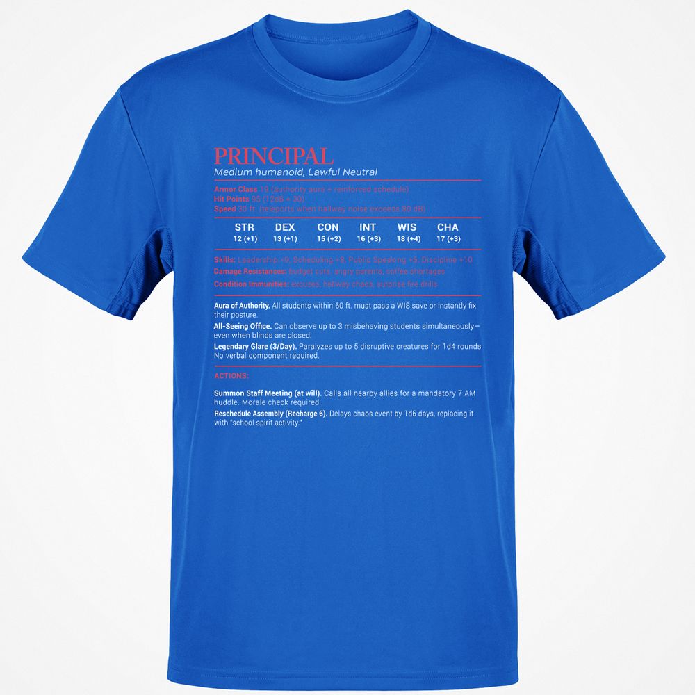Principal Stats Classic Unisex T-Shirt - Royal - 11
