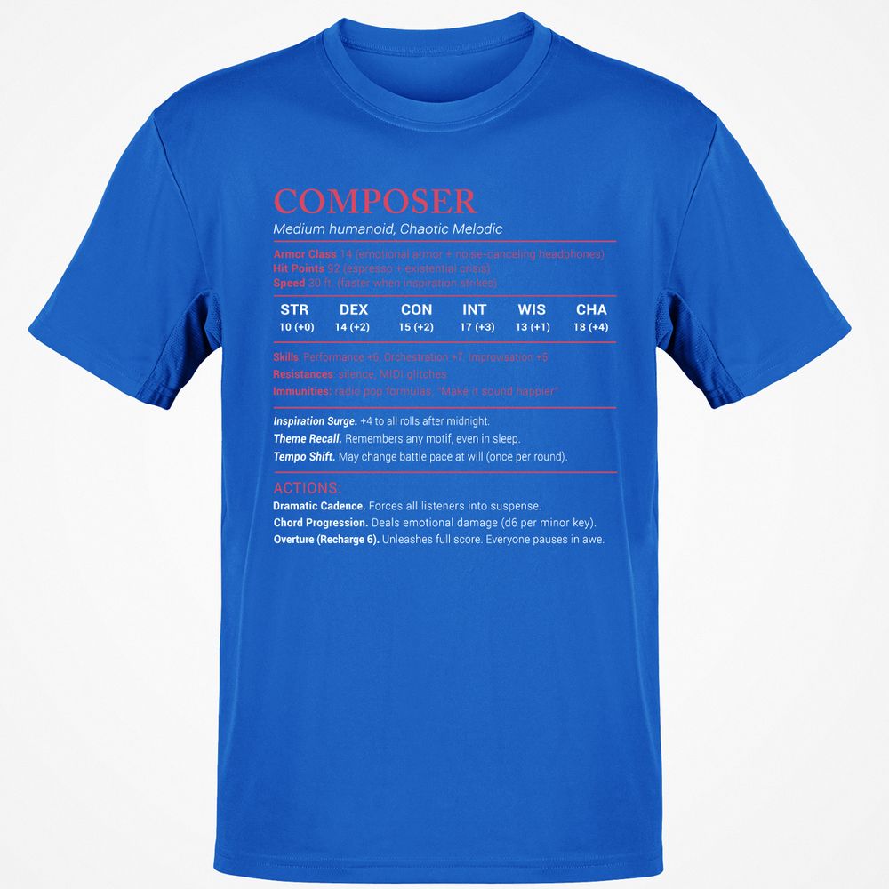 Composer Stats Classic Unisex T-Shirt - Royal - 11