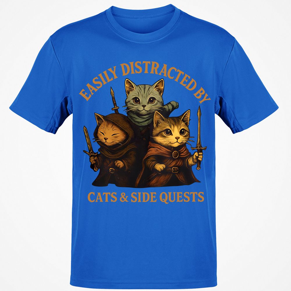 Easily Distracted By Cats & Side Quests Classic Unisex T-Shirt - Royal - 11