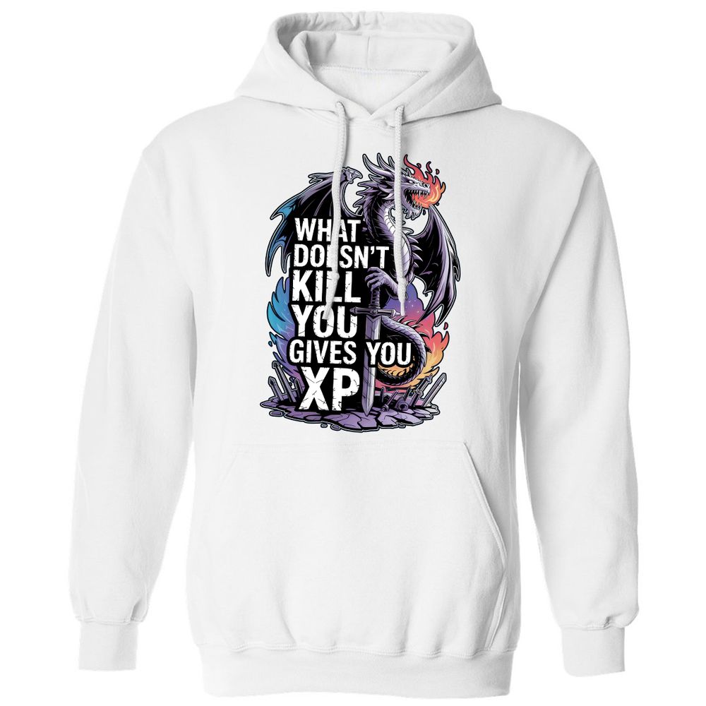 What Doesn't Kill You Dragon Classic Unisex Hoodie - White - 11
