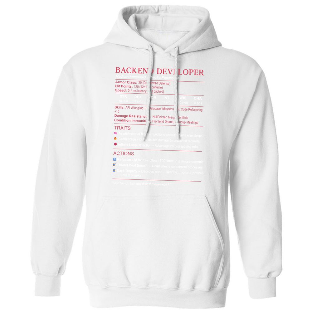 Backend Developer Stats Classic Unisex Hoodie - White - 11