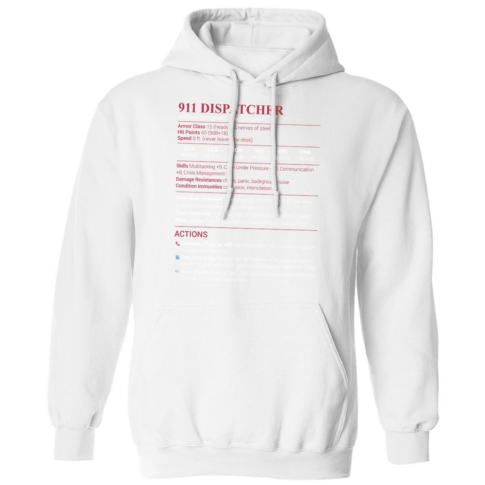 911 Dispatcher Classic Unisex Hoodie - White - 11