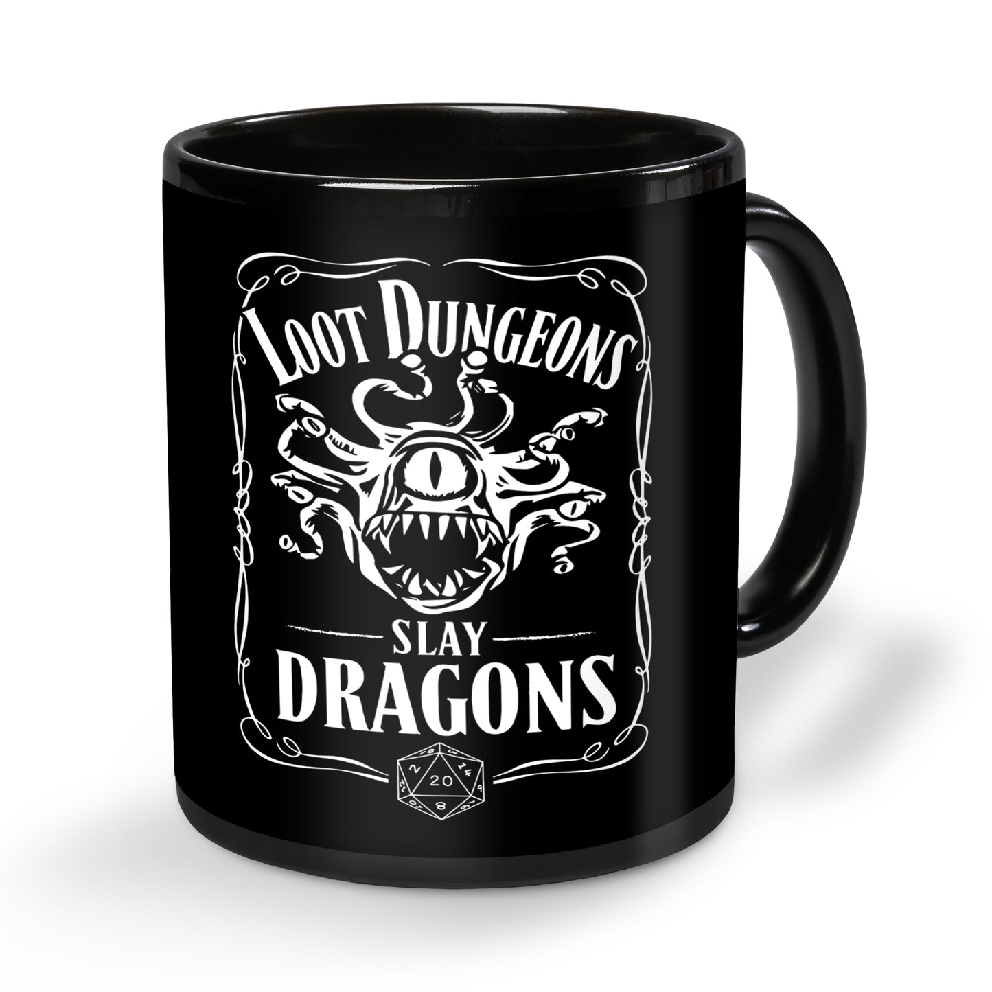 Loot Dungeon Slay Dragons Black Ceramic Mug
