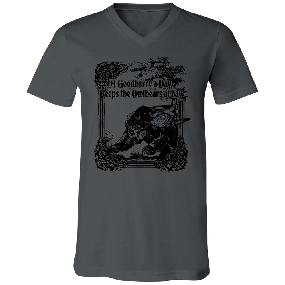 A Goodberry A Day Keeps The Owlbears At Bay Unisex V-Neck T-Shirt - Asphalt - 12
