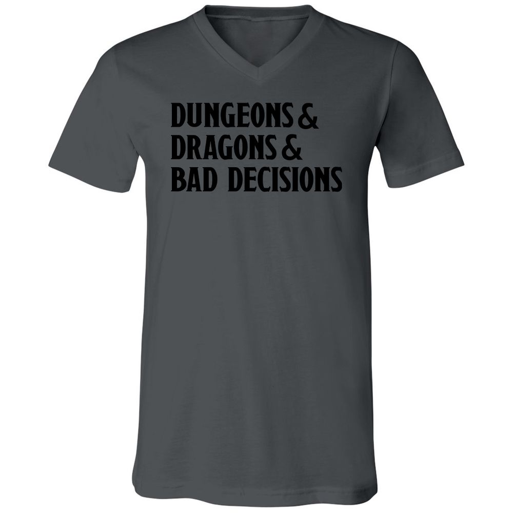 Bad Decisions Unisex V-Neck T-Shirt - Asphalt - 12
