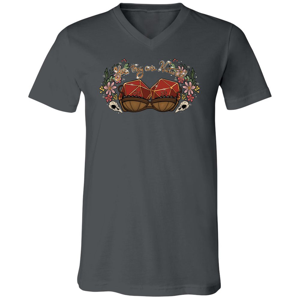 Yes They're Natural Unisex V-Neck T-Shirt - Asphalt - 12