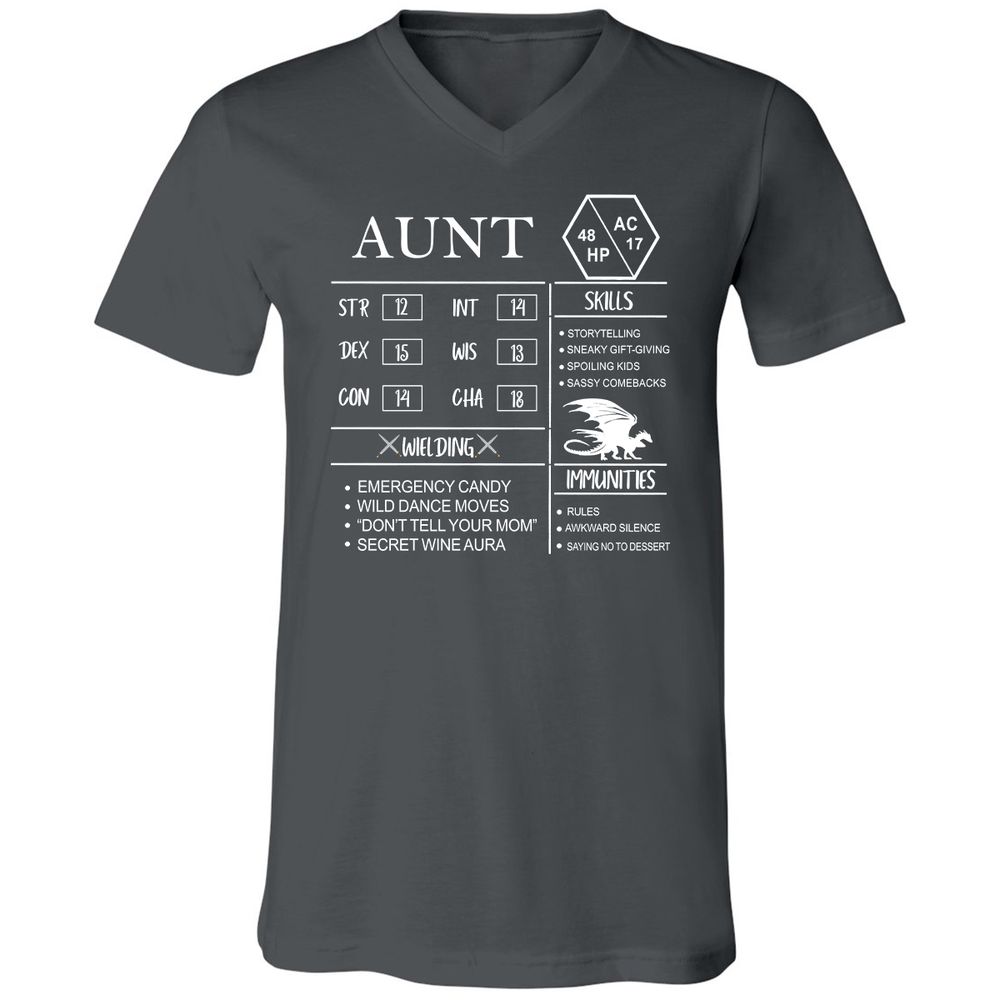 Aunt Stats Unisex V-Neck T-Shirt - Asphalt - 12