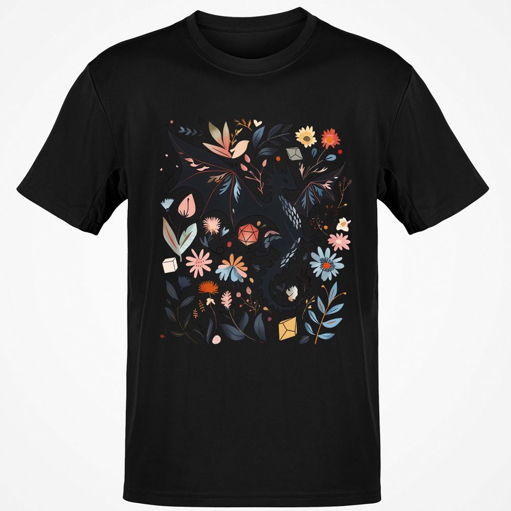 Floral DnD Dragon - Black - 12