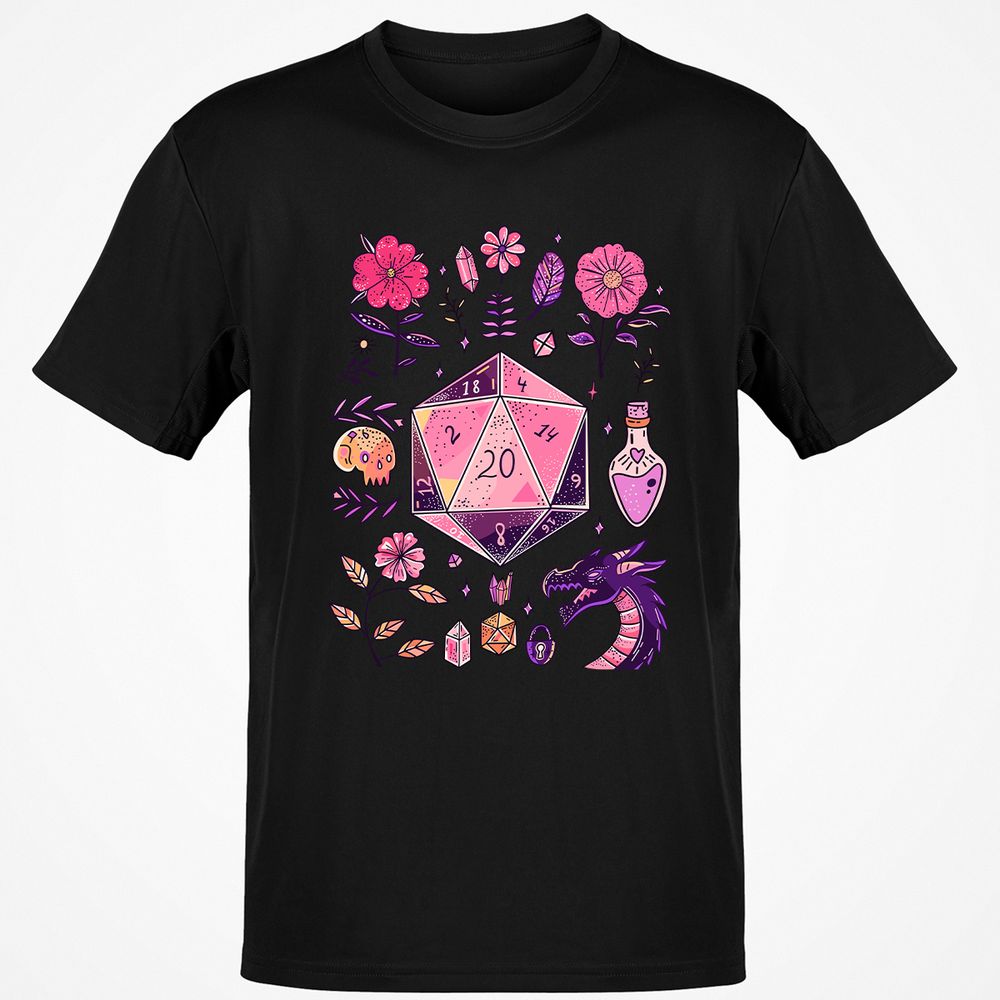 Mystic D20 Floral Dice Art - Black - 12