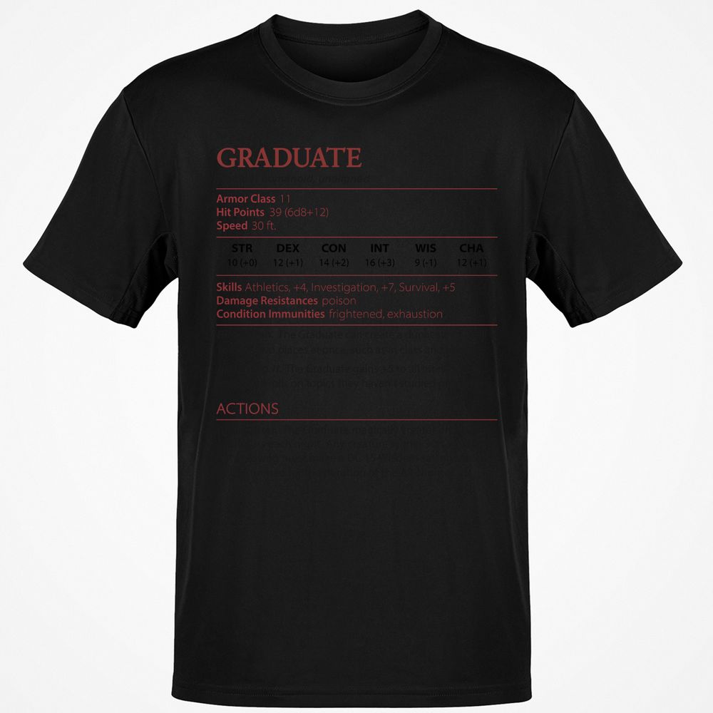 Graduate Stats Classic Unisex T-Shirt - Black - 12
