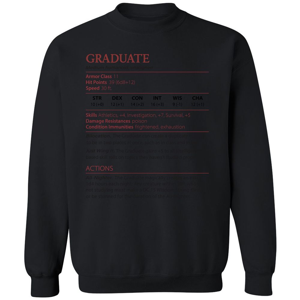 Graduate Stats Classic Unisex Sweatshirt - Black - 12