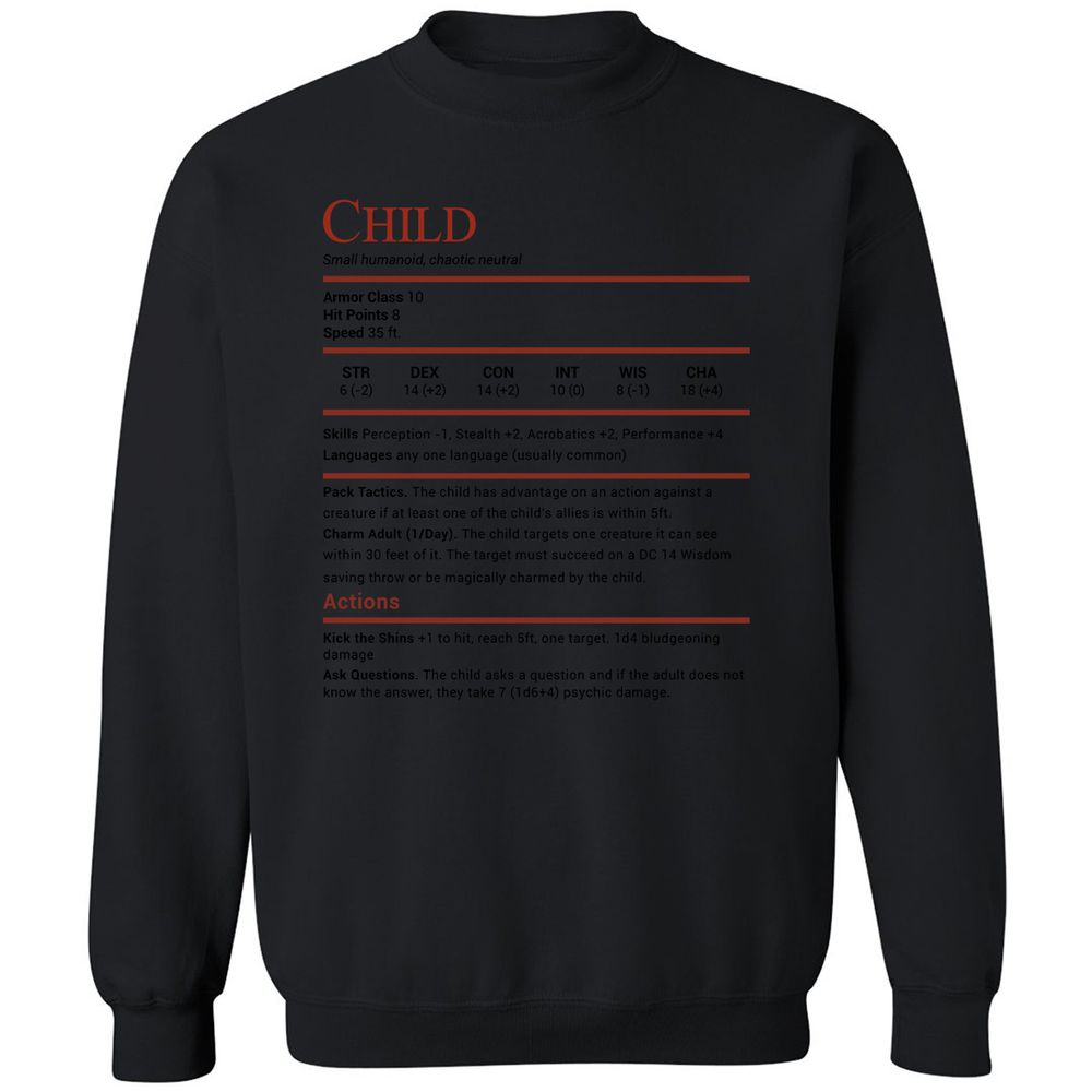 Child Stats Classic Unisex Sweatshirt - Black - 12