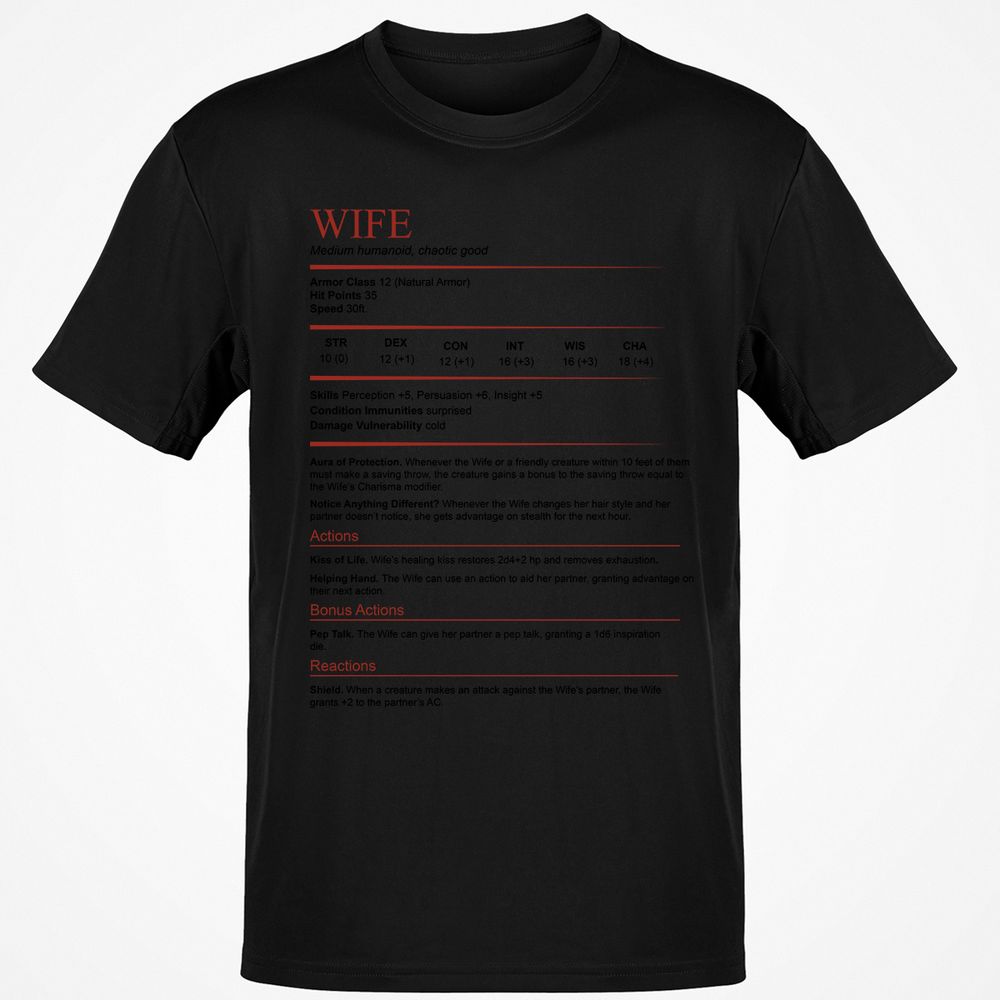 Wife White Classic Unisex T-Shirt - Black - 12