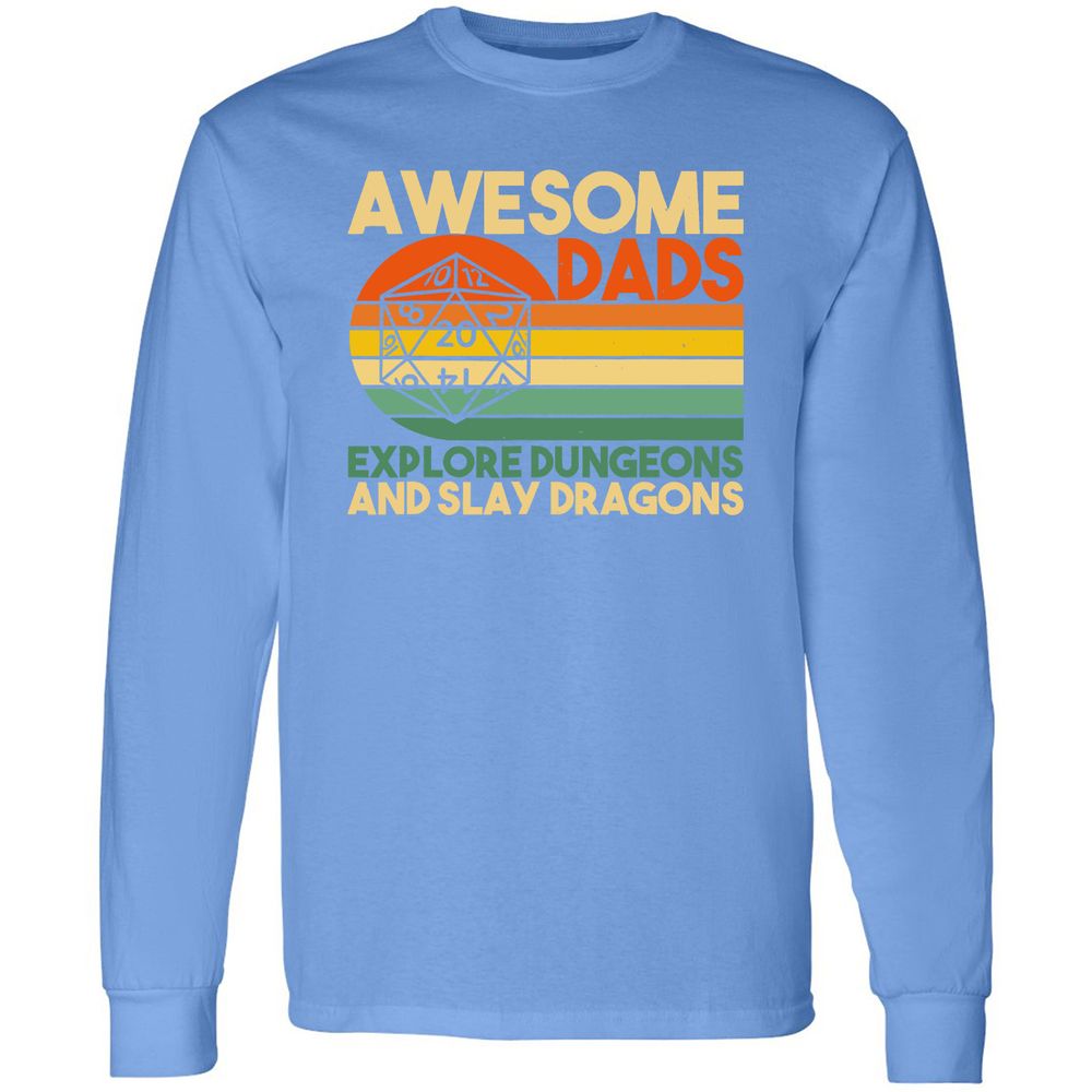 Awesome Dads Explore Dungeons Long Sleeve T-Shirt - Carolina Blue - 12