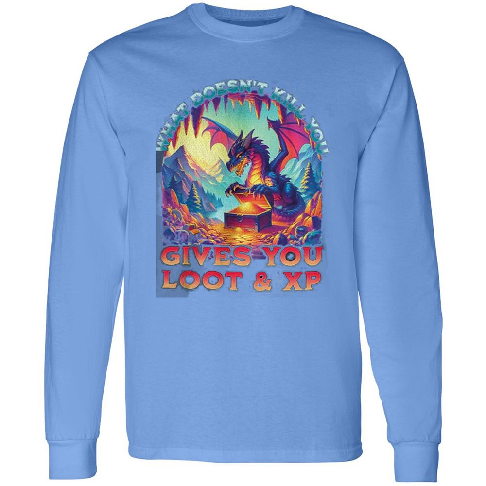 What Doesn't Kill You Give You Loot & XP Long Sleeve T-Shirt - Carolina Blue - 12