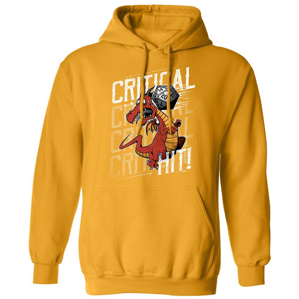 Funny Dragon Critical Hit Classic Unisex Hoodie - Gold - 12