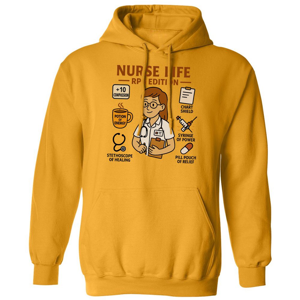 Nurse Life RPG Edition Classic Unisex Hoodie - Gold - 12