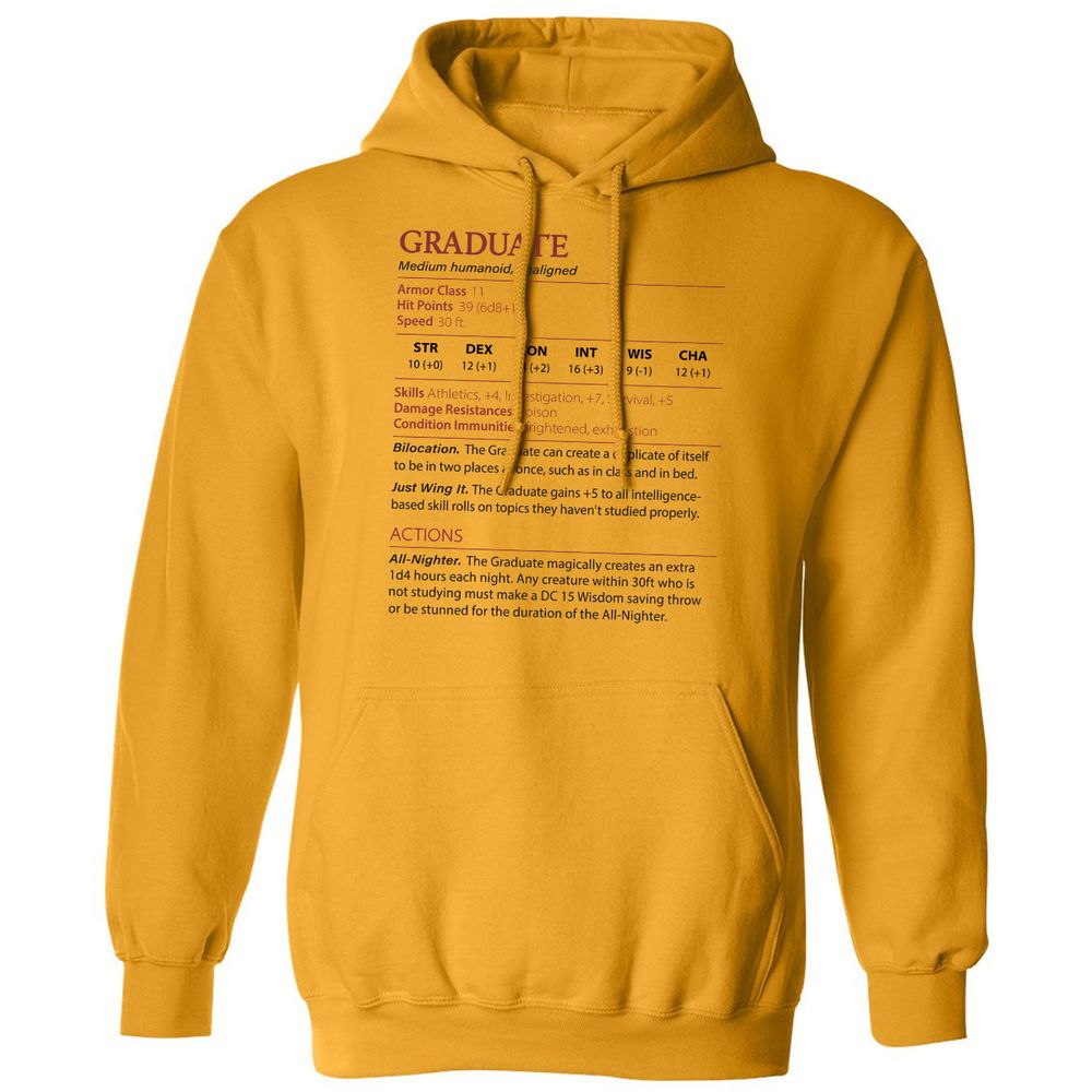 Graduate Stats Classic Unisex Hoodie - Gold - 12