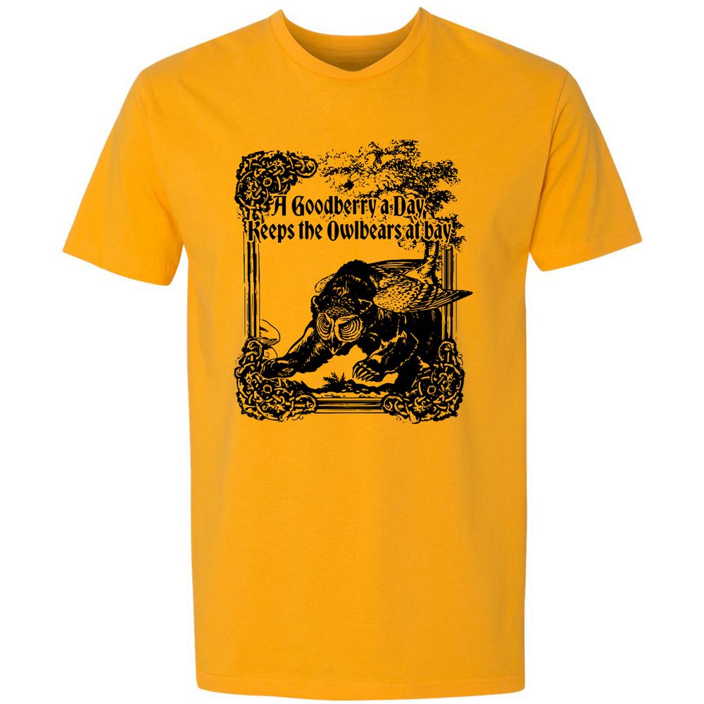 A Goodberry A Day Keeps The Owlbears At Bay Premium Unisex T-Shirt - Gold - 12