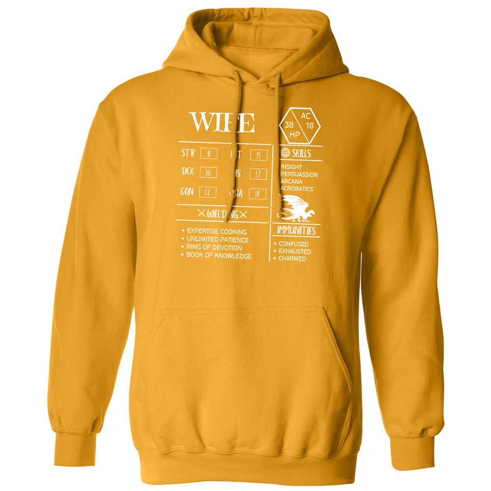 Wife Stats 2 Classic Unisex Hoodie - Gold - 12
