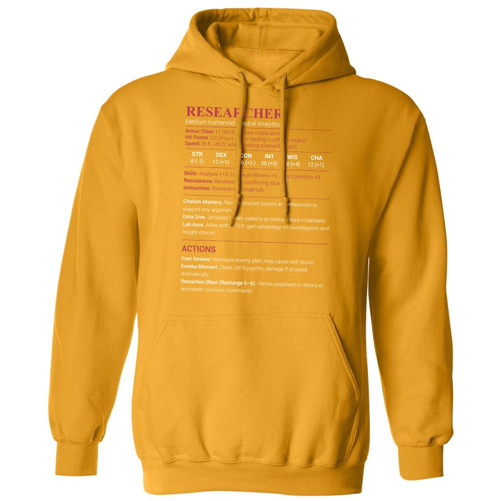 Researcher Stats Classic Unisex Hoodie - Gold - 12